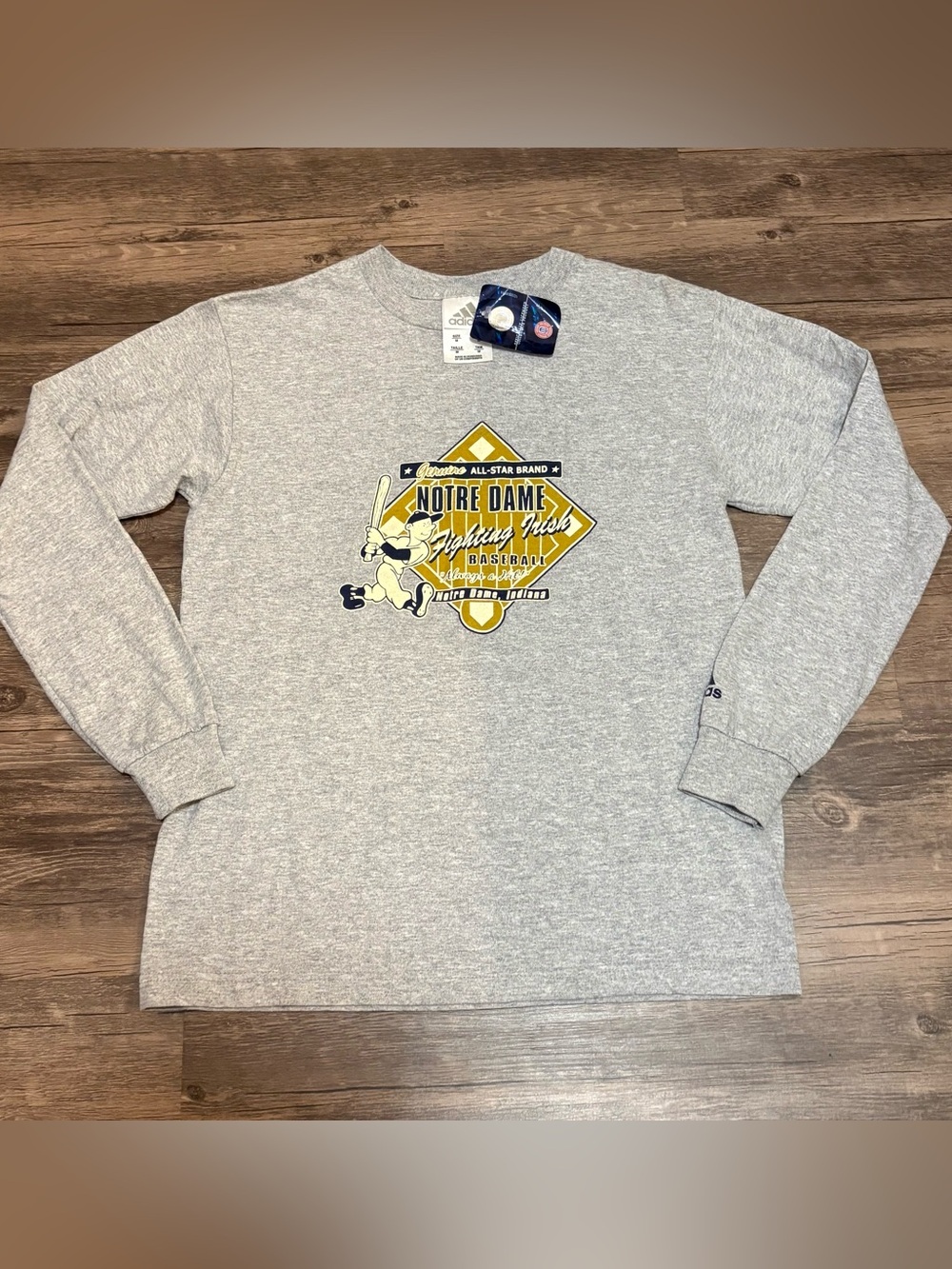adidas Gray Notre Dame Fighting Irish Baseball Graphic Tee